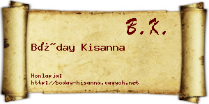 Bóday Kisanna névjegykártya